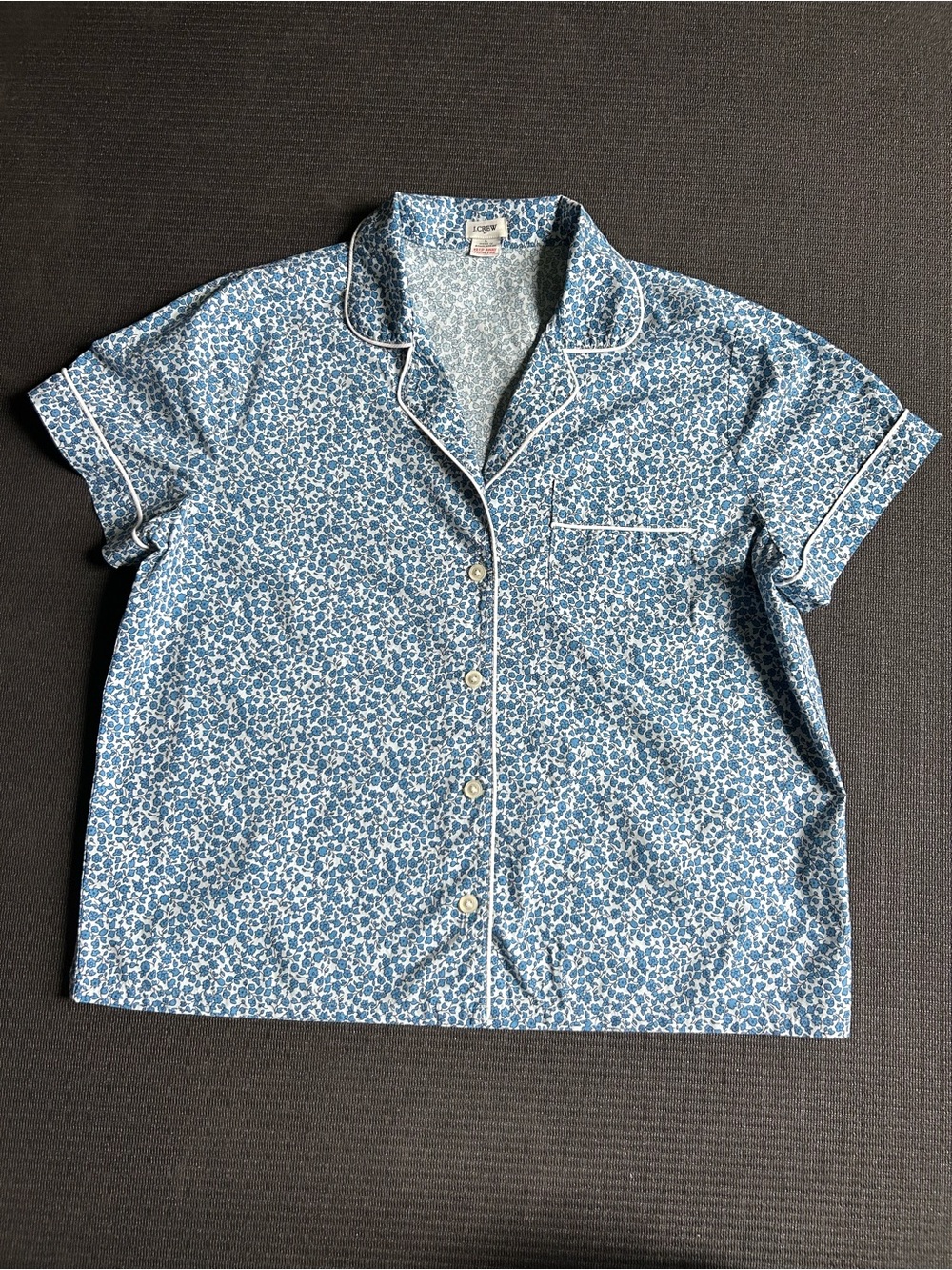 J. Crew Factory Blue Floral Short Sleeve Pajama Top size large